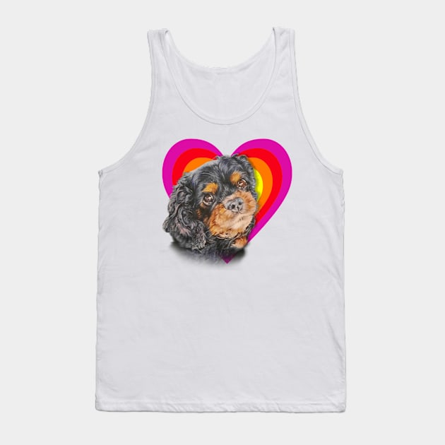 Big brown eyed Cavalier King Charles spaniel Tank Top by StudioFluffle